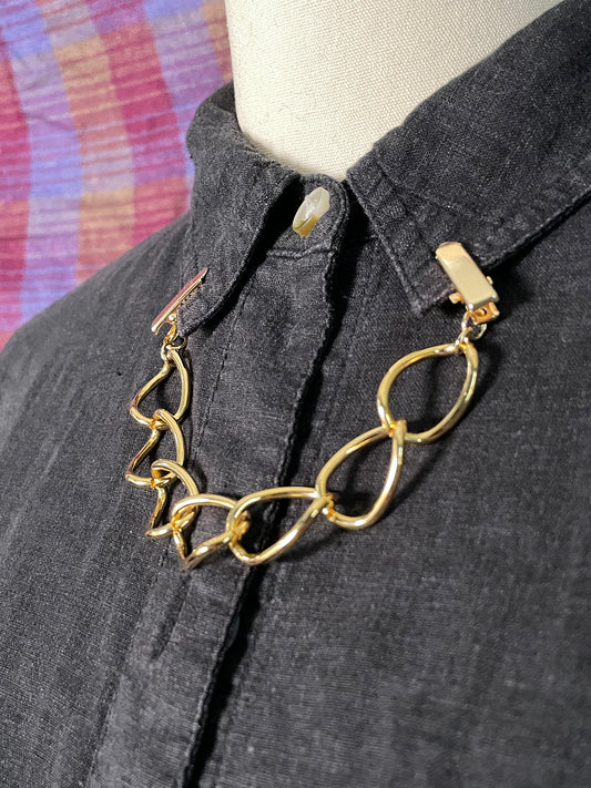 large link goldtone clip chain